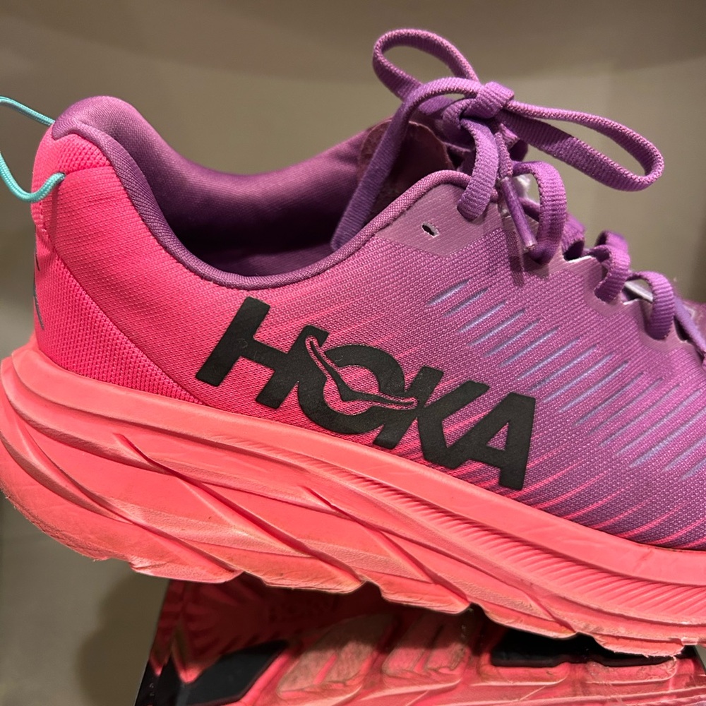 Hoka Rincon 3 Women's Pink and Purple Cushioning Running Shoes - Picture 2 of 14